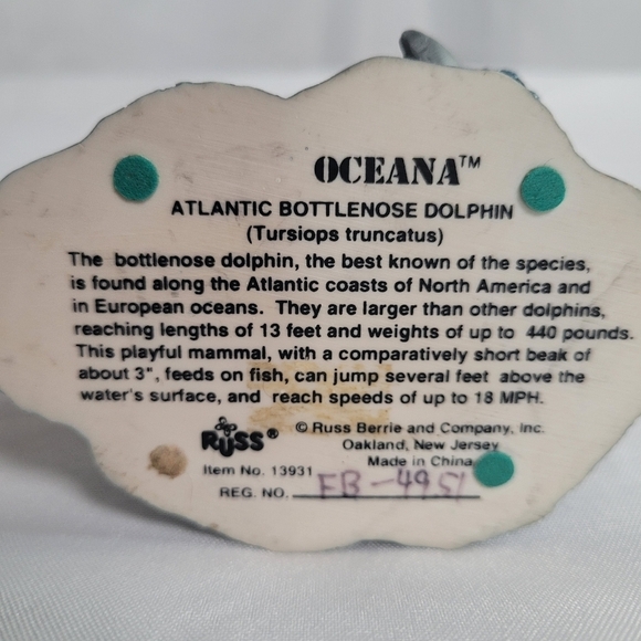 Russ Oceana Atlantic Bottlenose Dolphin Figurine Ocean Life - Picture 5 of 7